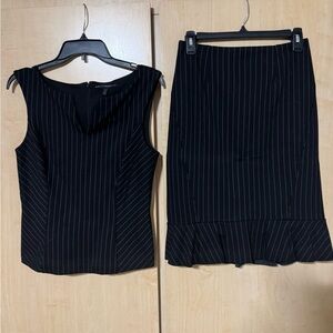 White House Black Market Black and White Pinstripe Skirt Set